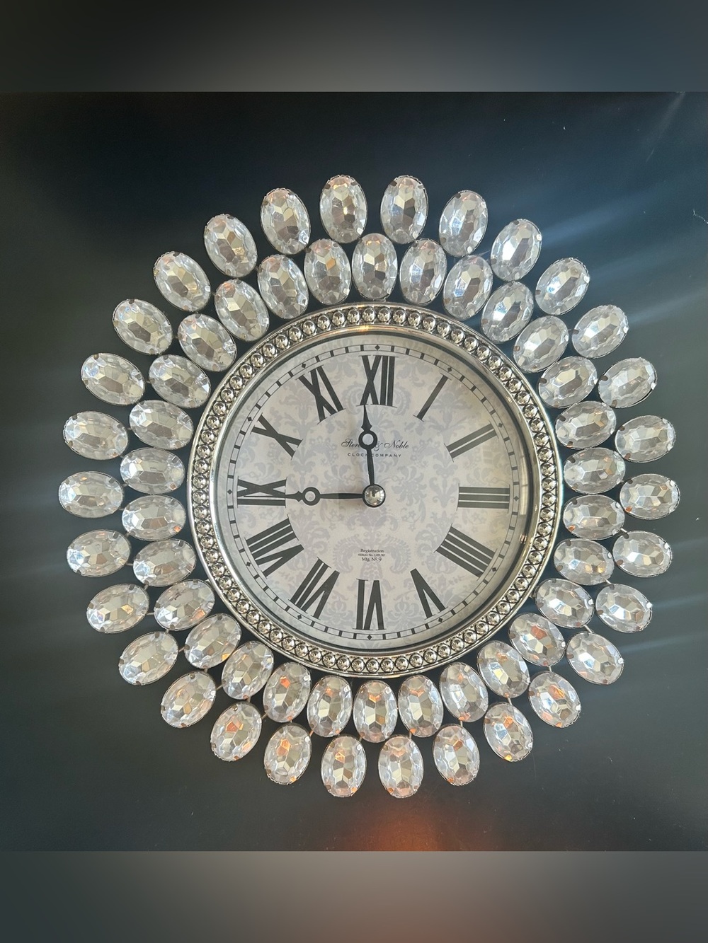 Sterling & Noble-10” Accent Decorative Wall Clock - Silver Finish- Bedazzled